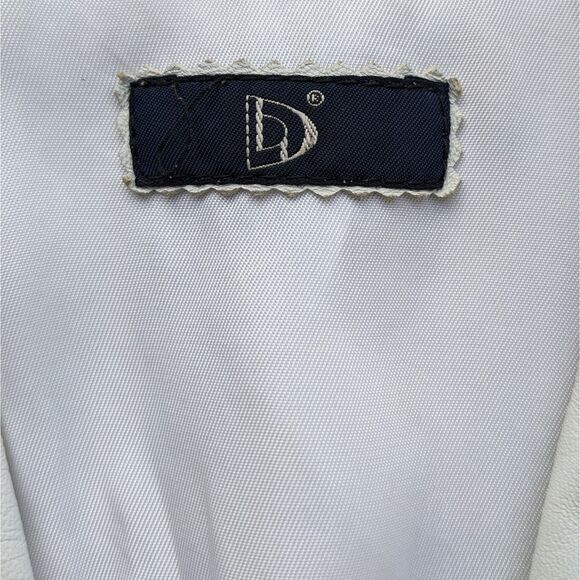 Vintage LEATHER Made In Italy White Crop Jacket/Blazer w/Pockets, Buttoned Cuffs - Picture 6 of 11